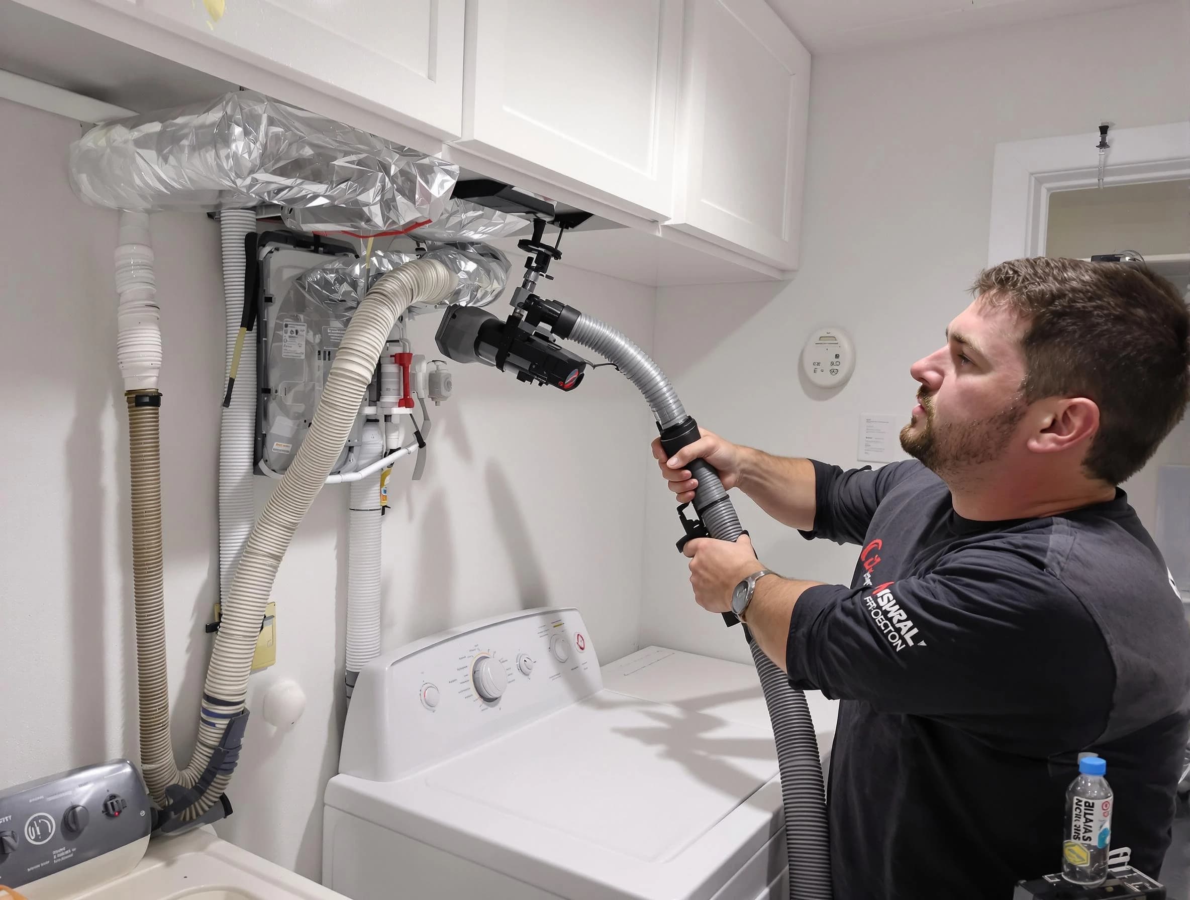 Park City Dryer Vent Cleaning certified technician performing safety-focused gas dryer vent cleaning in Park City